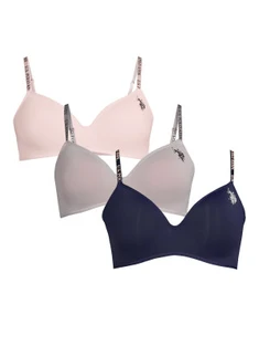 U.S. Polo Assn. Microfiber Wirefree Bra Set, 3-Pack