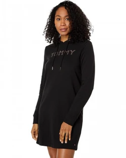 Tommy Hilfiger Logo Knit Hoodie Dress