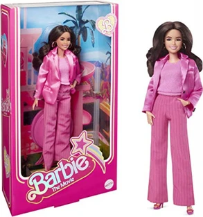 Barbie Barbie The Movie Doll Gloria Collectible Wearing Three-Piece Pink Power Pantsuit With Strappy Heels And Golden Earrings