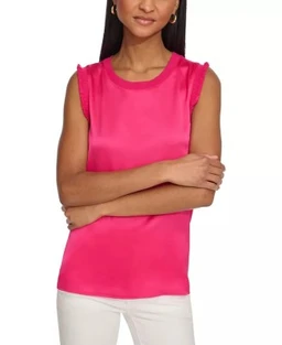 Karl Lagerfeld Paris Women's Mixed-media Ruffle-trim Sweater