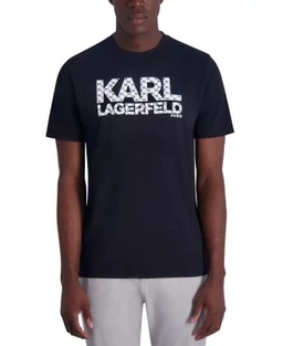 Karl Lagerfeld Paris Men's Slim Fit Short-sleeve Monogram Logo Graphic T-shirt