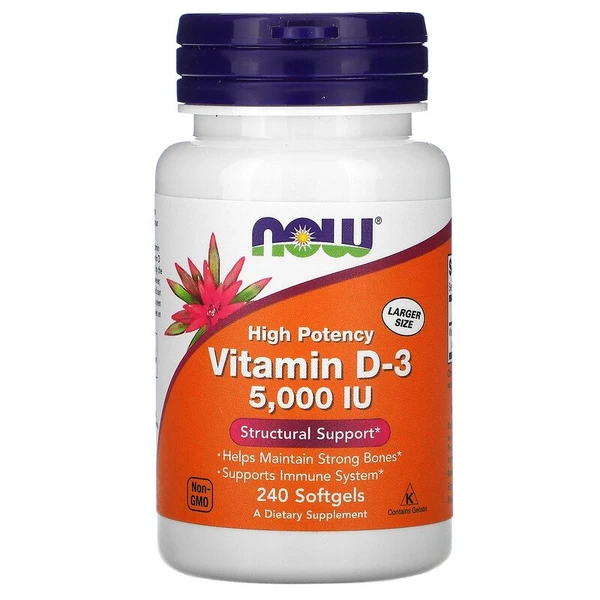 Now Foods Vitamin D-3, 125 mcg (5,000 IU), 240 Softgels U2, U6