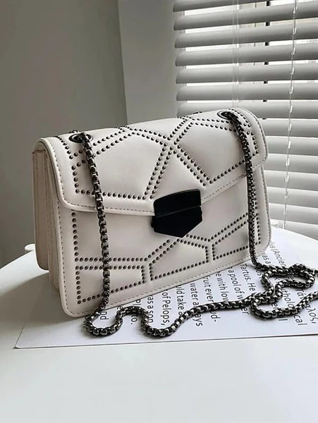 Shein Quilted Studded Decor Square Bag