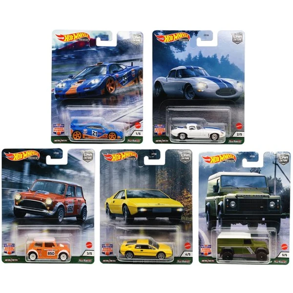 Hot Wheels Car Culture British Horse Power Series Set of 5, 1/64 Diecast Model Cars