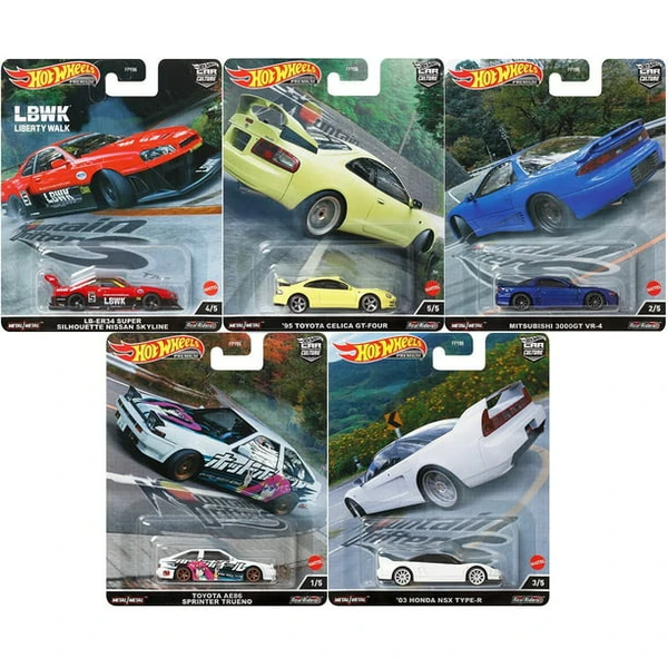 Hot Wheels Premium 2022 Car Culture "Mountain Drifters" Set of 5 Diecast Cars 1/64