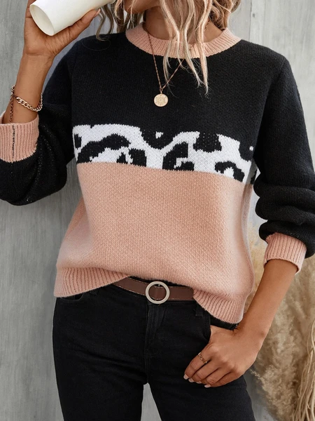 Shein Graphic Pattern Colorblock Sweater