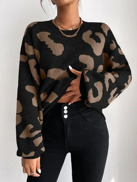 Shein Drop Shoulder Fluffy Knit Sweater