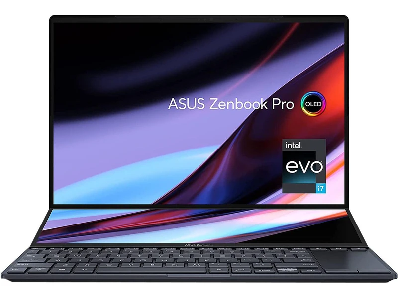 Asus ZenBook Pro 14 Duo OLED 14.5" 2.8K OLED Touch, 120Hz Refresh Rate, ScreenPad Plus, Intel Evo Platform, i7-12700H CPU, 32GB RAM, 1TB SSD, Windows 11 Home