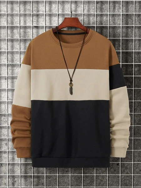 Shein Men Color Block Thermal Pullover Without Necklace