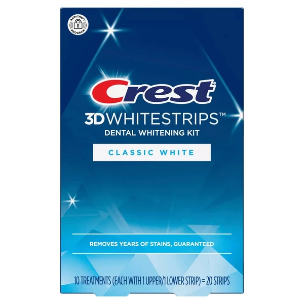 Crest Whitestrips Classic White Teeth Whitening Kit with Hydrogen Peroxide - 10 Treatments