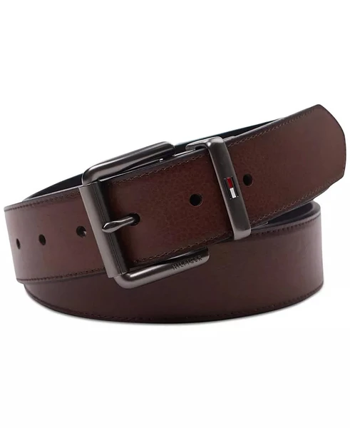 Tommy Hilfiger Men's Two-In-One Reversible Roller Bar Buckle Belt