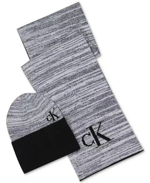 Calvin Klein Men's Marled Scarf & Beanie Hat Gift Set