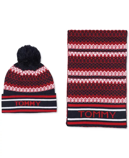 Tommy Hilfiger Men's Fair Isle Hat & Scarf Set