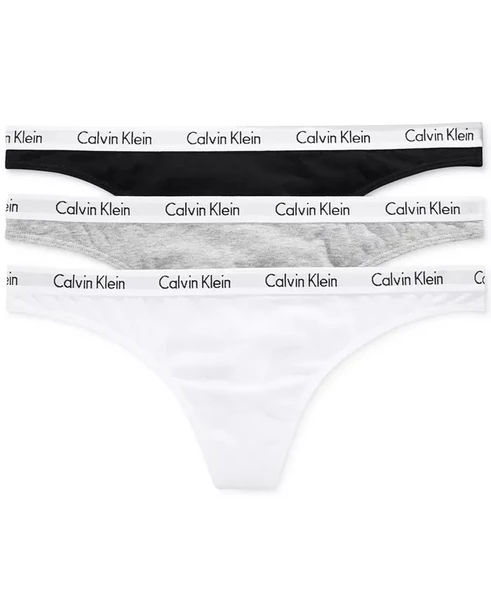 Calvin Klein Carousel Cotton 3-Pack Thong Underwear Qd3587