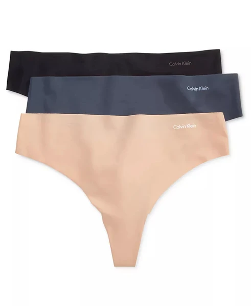 Calvin Klein Women's Invisibles 3-Pack Thong Underwear Qd3558