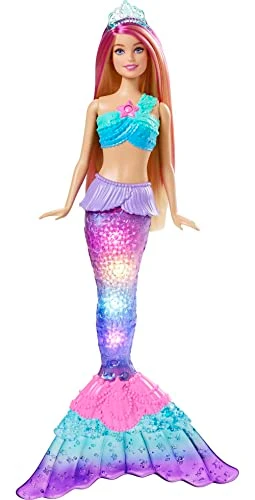 Barbie Barbie Dreamtopia Doll Mermaid Toy With Water-Activated Light-Up Tail Pink-Streaked Hair & 4 Colorful Light Shows