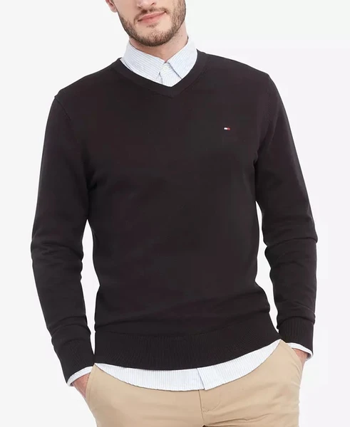 Tommy Hilfiger Men's Signature Solid V-Neck Sweater