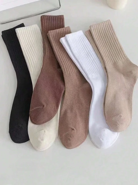 Shein 6pairs Solid Crew Socks