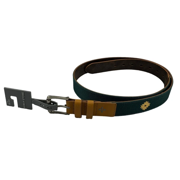 Sun + Stone Sun + Stone Mens Faux Leather Printed Belt Green L/XL 38-44