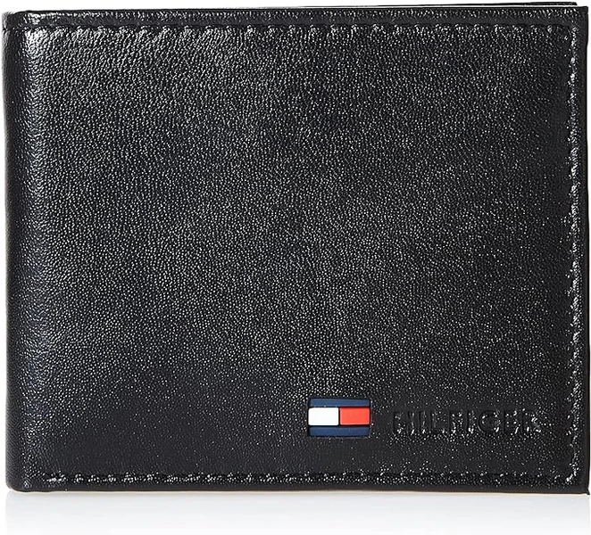 Tommy Hilfiger Men's Leather Slim Bifold Wallet with Coin Pocket