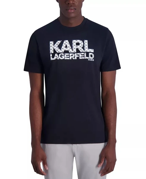 Karl Lagerfeld Paris Men's Slim Fit Short-sleeve Monogram Logo Graphic T-shirt