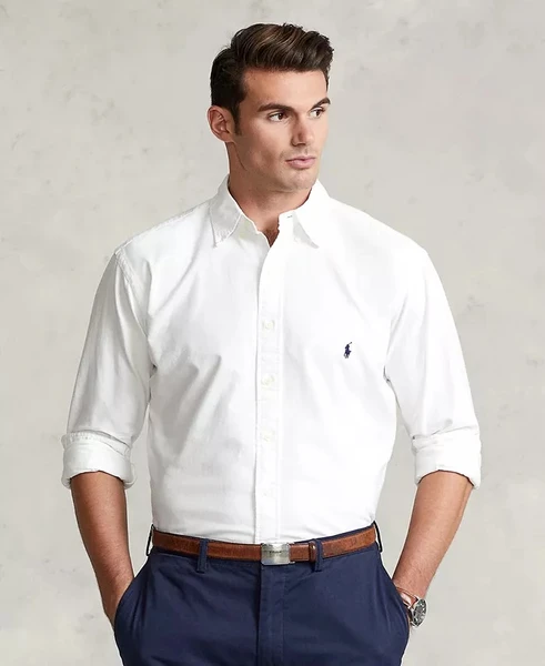 Polo Ralph Lauren Men's Big And Tall Classic Fit Garment-Dyed Long-Sleeve Oxford Shirt