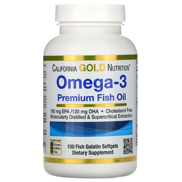 California Gold Nutrition Omega-3 Premium Fish Oil, 100 Fish Gelatin Softgels U2