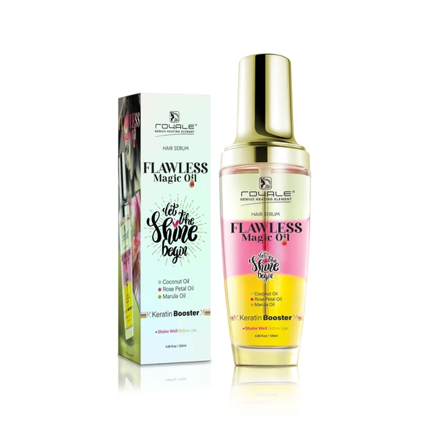 Royale Flawless Magic Oil Hair Serum | Coconut Oil, Rose Petal Oil, & Marula Oil with Keratin Booster, 120ml