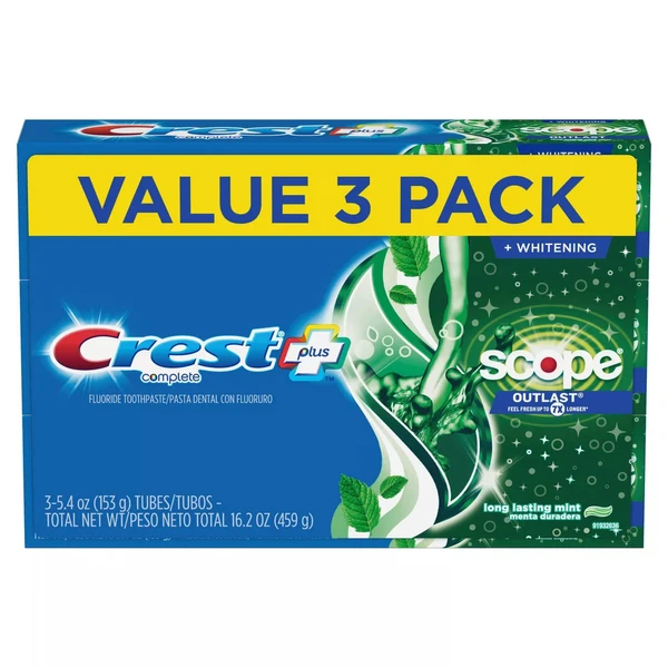 Crest Scope Outlast Complete Whitening Toothpaste Mint Value - 3 Pack