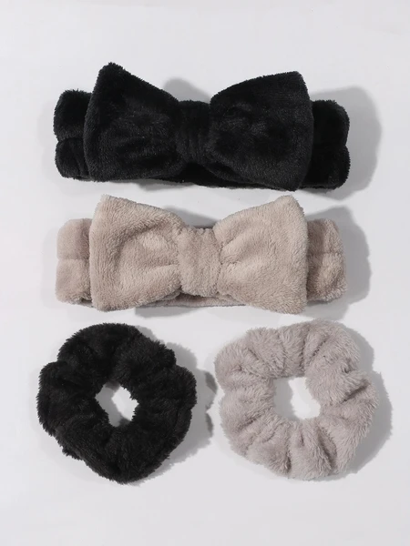 Shein 2pcs Fluffy Headband & 2pcs Scrunchie